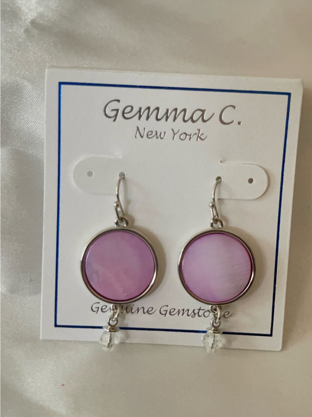 Gemma C. New York Pink Round Drop Earrings with Crystal Accent
